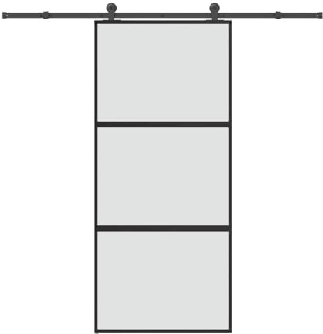vidaXL Porta Scorrevole Ferramenta 90x205 cm Vetro Temperato Alluminio, porta scorrevole su binario, porta scorrevole interna, porta scorrevole interna