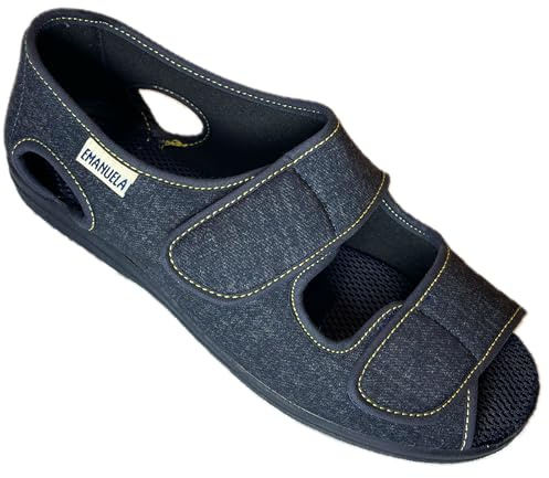 EMANUELA Sandali estivi uomo doppio strappo comodi con tomaia leggermente elastica sottopiede traspirante 059 Made in Itlay (blu emilio, Sistema Taglie Calzature EU, Adulto, Uomo, Numero, Media, 42)