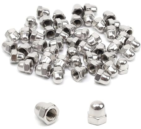 HSUYUN 50 Piezas Tuerca Ciega M8, Tuercas Bellota, Din1587 Cabeza Tuerca Ciega, Acero Inoxidable 304 Tuerca de Cúpula para Estructuras Metálicas, Madera y Maquinaria