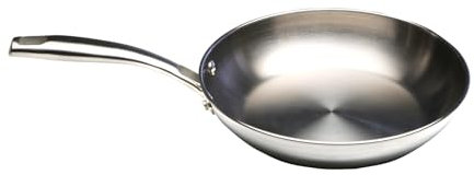 WECOOK! PRO Padella in Acciaio Inox 18/10 Ø 20 cm – Adatta per Induzione e Forno – Fondo Triplo Strato – Manico Ergonomico Rivettato – Lavabile in Lavastoviglie – Resistente
