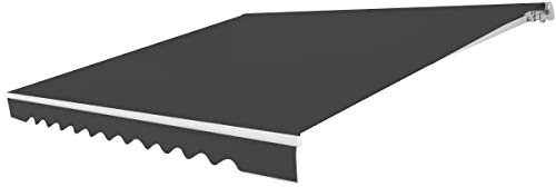 GOPLUS Gelenkarmmarkise, Sonnenschutz Markise, Balkonmarkise, Einziehbar mit Handkurbel, Sonnenschutz, Anti-UV & Wasserfest, aus Metall & Polyester, mit Einstellbarem Winkel, für Hof (4x2,5m,Grau)