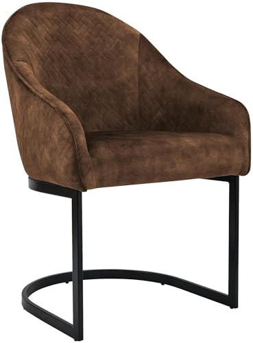 CLP Silla de Comedor Acolchada Jarik, Silla Cantilever con tapizado de Terciopelo y Estructura de Metal, soporta hasta 140 kg, Color:café