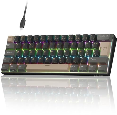 RK ROYAL KLUDGE C61 HE Clavier magnétique AZERTY Filaire 60%, interrupteurs à Effet Hall, Rapid Trigger 8 000 Hz, précision 0,01 mm, Hot Swap, RGB, keycaps PBT, Clavier Gamer pour PC/Mac, Noir