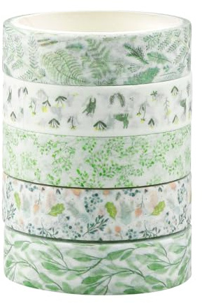 Hopzab 5Pcs Washi Tape — Decorative Tape for Scrapbooking, Bullet Journal, Gift Wrapping, Craft, Floral & Pastel Patterns