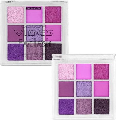 FADLASH Violet 9 Colors Eyeshadow Palette, Purple Eye-shadow, Matte & Glitter & Shimmer Highly Pigmented Eye Shadows, Bright, Long Lasting Eyes Makeup for Christmas & Music Festivals (Violet)