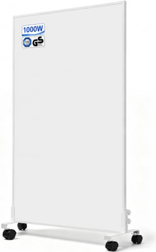 Hocosyme Riscaldamento a infrarossi, 1000 W, mobile e flessibile | Riscaldamento a infrarossi mobile con ruote per 10-25 m², fino a 120 °C in 1-3 min. Silenzioso. Protezione V0 e protezione da