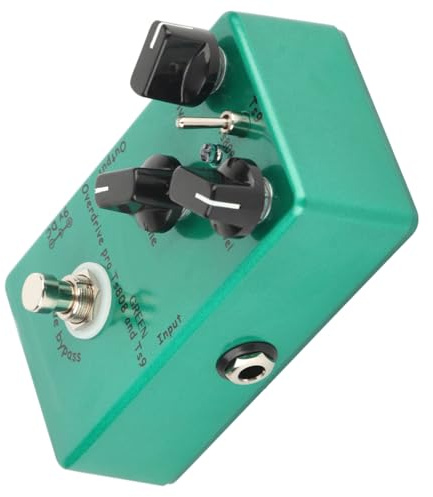 KIMISS Gitarreneffektpedal, Passend für Tube Screamer Overdrive, Einstellbarer Overdrive-Effekt mit LED-Anzeige, Tragbares Grünes Gitarrenzubehör für Verbesserten Klang (TUBE SCREAMER manueller