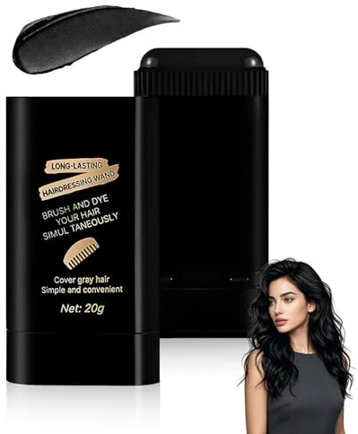 AORHOFJ Stick Colorante per Capelli con Pettine Integrato per Copertura Capelli Bianchi e Ritocco Radici, Tinta per Capelli Istantanea e Impermeabile, Colore Nero Intenso, Ideale per Uomo e Donna