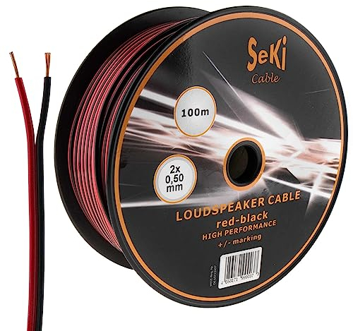 Cavo per altoparlante, 2 x 0,50 mm2, 100 m, rosso/nero, CCA