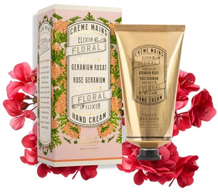 Panier des Sens Rosengeranien Handcreme für sehr trockene Hände 75ml - Hand Cream mit Mandel- und Olivenöl für intensive Pflege - 97% natürliche Inhaltsstoffe - hergestelt in Frankreich