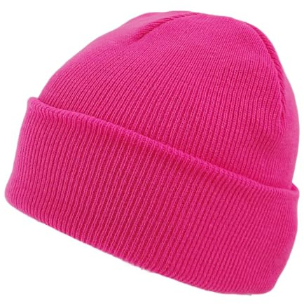 Komonee Beanie Hat Plain Neon Pink Soft Comfortable Casual for Men Women Warm Knitted Winter Woolly Skully Ski Headwear Stretchy Thermal Unisex Cap Perfect for Daily Wear Outdoor Sports