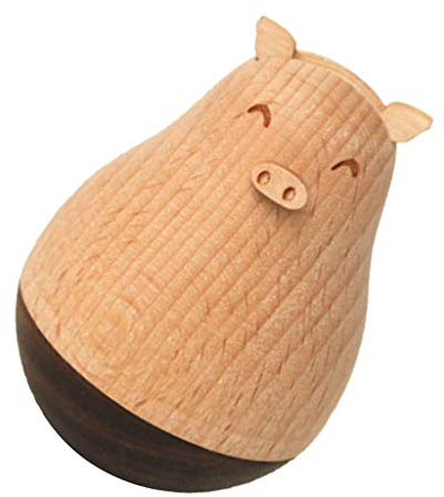 CUTICATE Holzspielzeug Stehaufmännchen Schreibtisch Spielzeug Wackelpuppe Dekoration - Schwein