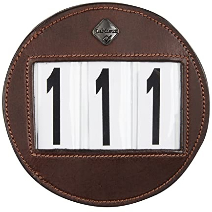 LeMieux Bridle Number Holder in Brown - Durable Leather Material - Attaches Easily with a Strong Fixing Pin - One Size