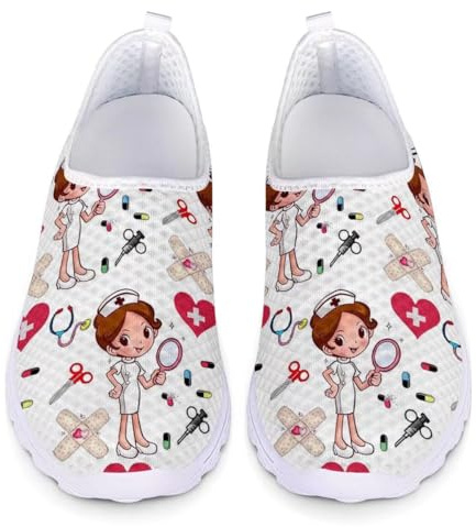 chaqlin Baskets Dames Filles Infirmière Chaussures Blanc Femmes Casual Mesh Chaussures De Course pour Femmes Adulte Casual Sport Gym Formateurs Respirant Plage Chaussures d'eau 37 EU