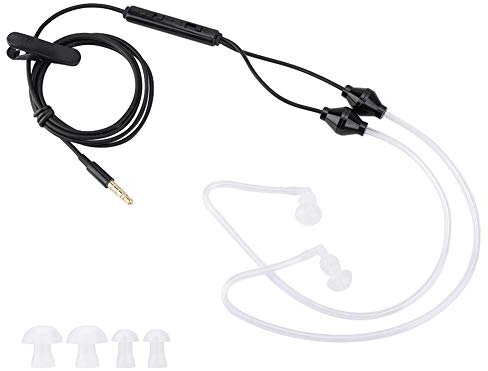 Auriculares Con Tubo De Aire, Ymiko Auricular Con Micrófono De Tubo Acústico De Aire Antirradiación De 3,5 Mm Con Botón Ptt De Un Toque Para Teléfono Móvil(Negro)