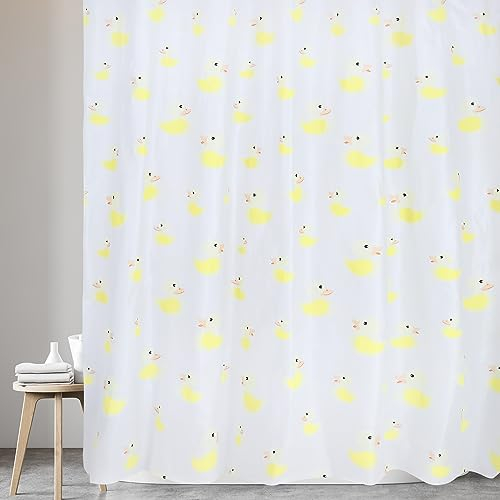 KAV Premium Fully Waterproof PEVA Shower Curtain with Hygiene and Clean Technology - 180x180CM / 72x72in - Duck Design for Home and Hotel Bathroom Decor (PEVA Duck)