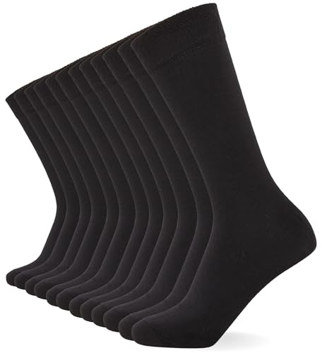 FM London confezione da 12 calzini unisex super morbidi al polpaccio, Calzini da uomo e calzini da donna con design traspirante e resistente agli odori, Nero, 39-42