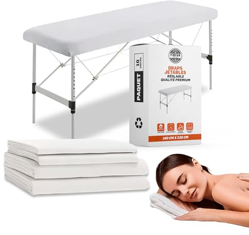 Pack 10 Enkel-spännlakan som är Justerbar | 180 x 220 cm | 100% återvinningsbar | Vattentät och hypoallergen | Idealisk för sängar, massagegar, sjukhussängar | Tillverkad i Spanien.