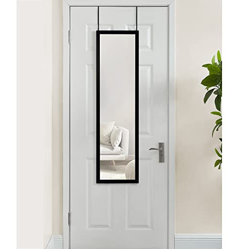Vivo Technologies Over the Door Mirror - Full Length Hanging Door Mirror for Bedroom, Bathroom, Dorm, Wardrobe, 106x36cm Black