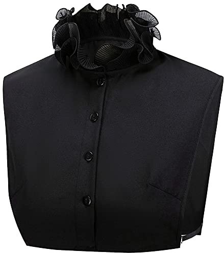 LoudSung Fake Collar Detachable Half Shirt Blouse False Collar Sweet Bow Tie Elegant for Women Girls Black