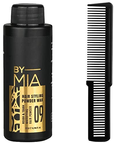BY MIA Hair Volume Powder 20g + Styling Wide Tooth | Ultra Hold | Natural Matte Look | Hair Styling Powder Men & Women | Volumising Hair Texture Powder Wax (M3 COMB)