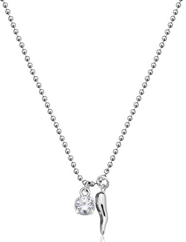 Brosway Collana Donna, Collana in Acciaio e Cubic Zirconia con Simbolo Cornetto | Collezione Desideri - BEIN008