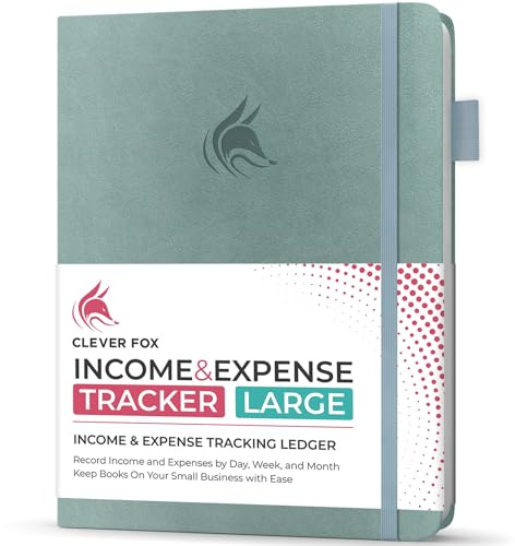Clever Fox Income & Expense Tracker, Business Ledger 21.5x28cm Blue Surf