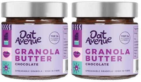 Oat Avenue Granola Butter - Chocolate Vegan Spread - Protein Spread - Nut Free Peanut Butter Alternative - Gluten Free, Dairy Free, School Safe & Top 14 Allergen Free - Chocolate