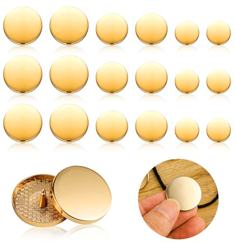 Ouligay 18 Stück Goldene Knöpfe - Vintage Antike Metall Blazer Knöpfe in 15mm, 20mm und 25mm