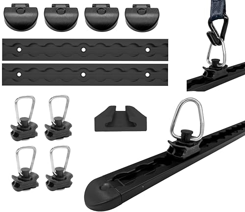 lasiprofi Airlineschienen mit Endkappen und Fittingen, 1.0 m, schwarz KTL-beschichteten, gebohrt, eckig, 34 x 9,6 mm | Zurrschiene | für Transporter, Wohnwagen, Sprinter (Starterset 2.3)