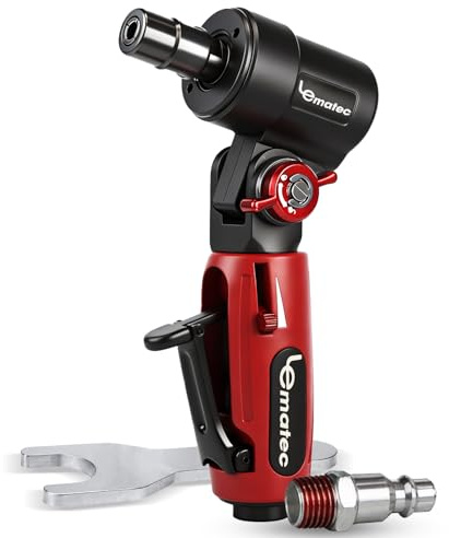 LE LEMATEC Air Die Grinder with Adjustable Swivel Head - 20,000 RPM Pneumatic Tool for Porting, Weld Prep & Auto Detailing - Variable Angle Grip (1/4 Inch Collet)