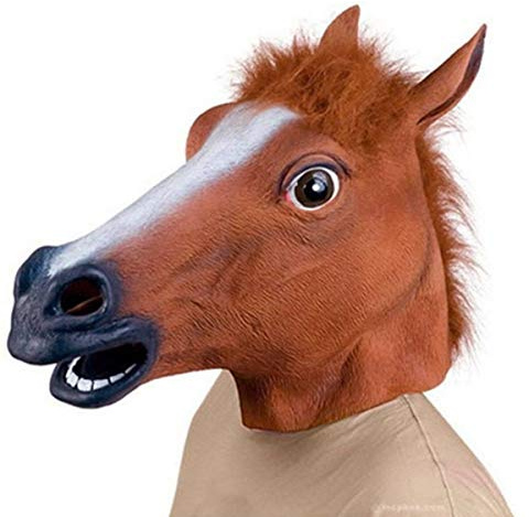 Latex Häst Huvud Mask, Rymlig Rolig Djur Cosplay Kostym för Halloween, Maskerad Fester