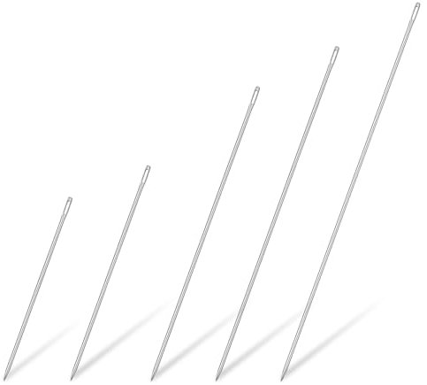 Andibro 3 Stück 12 Zoll lange Nähnadeln,Nähnadeln mit großem Öhr professionelle Polsternadel einfach einzufädeln 3 mm Dicke für Zuhause Leder Wandteppich Stickerei Teppich Heimwerken(3 Stück)