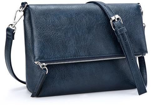 KALIDI Kleine Damen Umhängetaschen Veganes PU Leder Handtasche Crossbody Schultertasche Diebstahlschutz Mehrfach Taschen mit Verstellbar Abnehmbar Schultergurt Blau