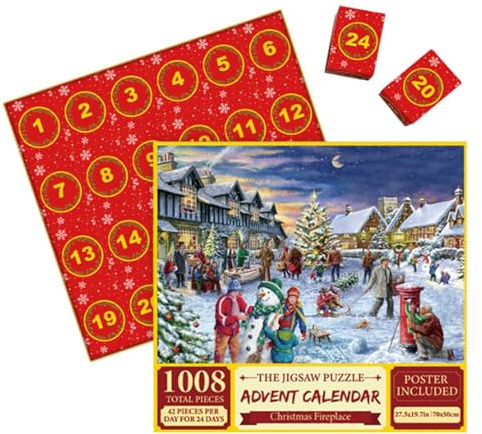 Juladventskalender - pussel för, adventskalender pussel | Adventskalender julnedräkning av stort värde med choklad, julpussel presentförpackning