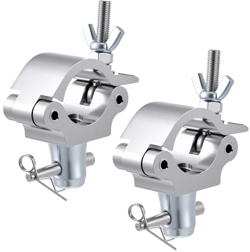 Moxweyeni 2 Pcs Truss Clamps 1.89-2 for Stage Light Tube/Pipe Wrap-around Coupler Aluminum Alloy Heavy Duty Truss O Clamps DJ Setups Lighting Pole Clamp Accessories