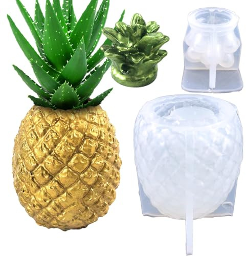 Ananasbehållarform, ananas silikonform epoxihartsform – gör-det-själv harts blomkruksform, epoxiharts ananasformad vas, pennhållare, flaskor
