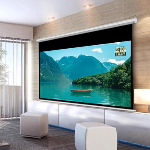Schermo motorizzato sollevabile da 72 con Telecomando Schermi elettrici 4:3 16:9 Schermo per proiettore Elettrico 4k Perfetto per TV da teatro in Ufficio (72 Pollici (16:9))