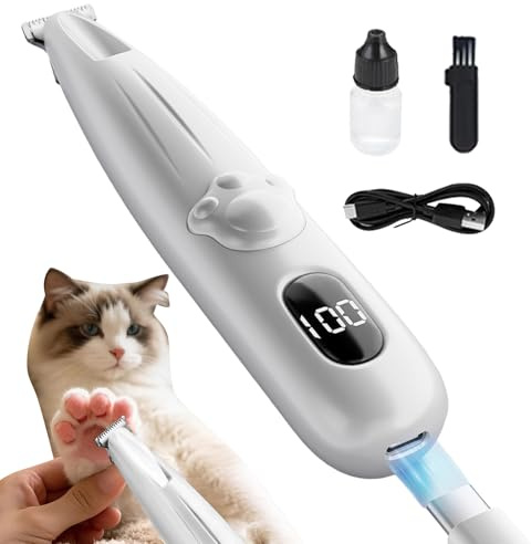 Máquina De Cortar El Pelo Para Gatos, Silencioso Inalámbrico Con Luz LED, Herramienta Para El Aseo Y Corte Del Pelo De Gatos, Para Patas Ojos Orejas Área Trasera y Razas Pequeñas Medianas Grandes