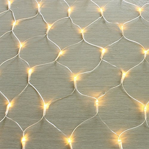 gresonic 104 luci a LED, 1 m x 1,2 m, luce bianca calda, decorazione per interni ed esterni, Natale, matrimonio, con spina (Cavo trasparente, 160LED)