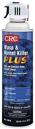 CRC 14010 Wasp and Hornet Killer Plus, 20 Ft Spray, Instant Knockdown, 14oz, [12 Pack]