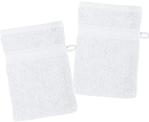 Stof 2 Waschlappen, Größe 15 x 21 cm, 100% Bio-Baumwolle, Farbe: Weiß, Modell Lagune, Badetuch, weich und von guter Qualität, Öko-Tex-Zertifiziert