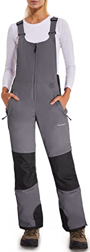 BenBoy Women's Snow Bibs Ski Waterproof Windproof Insulated Overalls Ripstop Snowboard Pants Winter,HXK7667W-Grey-XL Darkgrey