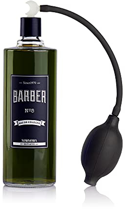 BARBER MARMARA No.5 Eau de Cologne Herren mit Ballpumpe Zerstäuber im Glas Flacon 1x 500ml - After Shave Men - Duftwasser - Rasierwasser Männer - Erfrischt kühlt - Barbershop Spray - Body Spray