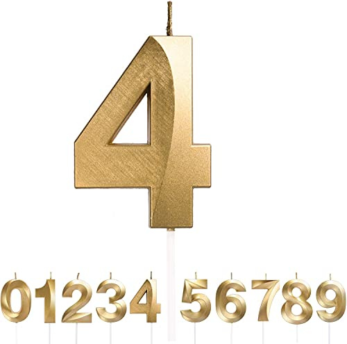 Cumpleaños Velas con números, purpurina dorada y decoración 3D para aniversarios, bodas, graduaciones y fiestas