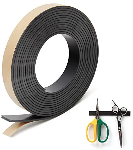 3m Magnetic Tape -Hoedia Magnetic Strips Self Adhesive -15.5mm Wide x 3m (10ft) Magnetic Strip for Whiteboards, Office, Fridge, DIY Project Magnetic Adhesive Tape