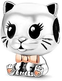 LSxAB Adorable breloque chat compatible avec les bracelets à breloques Pandora, Cuivre, Pas de gemme