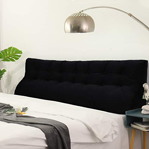 Johnear Rückenkissen Lesekissen Bett Hohe Kopfteil，Sofa Rückenlehnen Kissen Groß Dreieck zweireihiges keilkissen Lendenkissen Bücherkissen Samt Rückenpolster 200cm