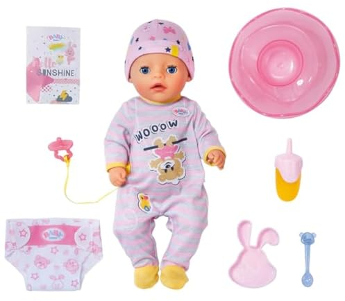 BABY born Little Girl 36 cm, Puppe mit 7 Funktionen für Kinder ab 2 Jahren, funktioniert ohne Batterie, 831977 Zapf Creation