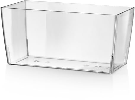 Tecnokit Tera Vase rectangulaire Transparent Coimbra, jardinière intérieure et extérieure en résine (25 x 13 x 13 cm)